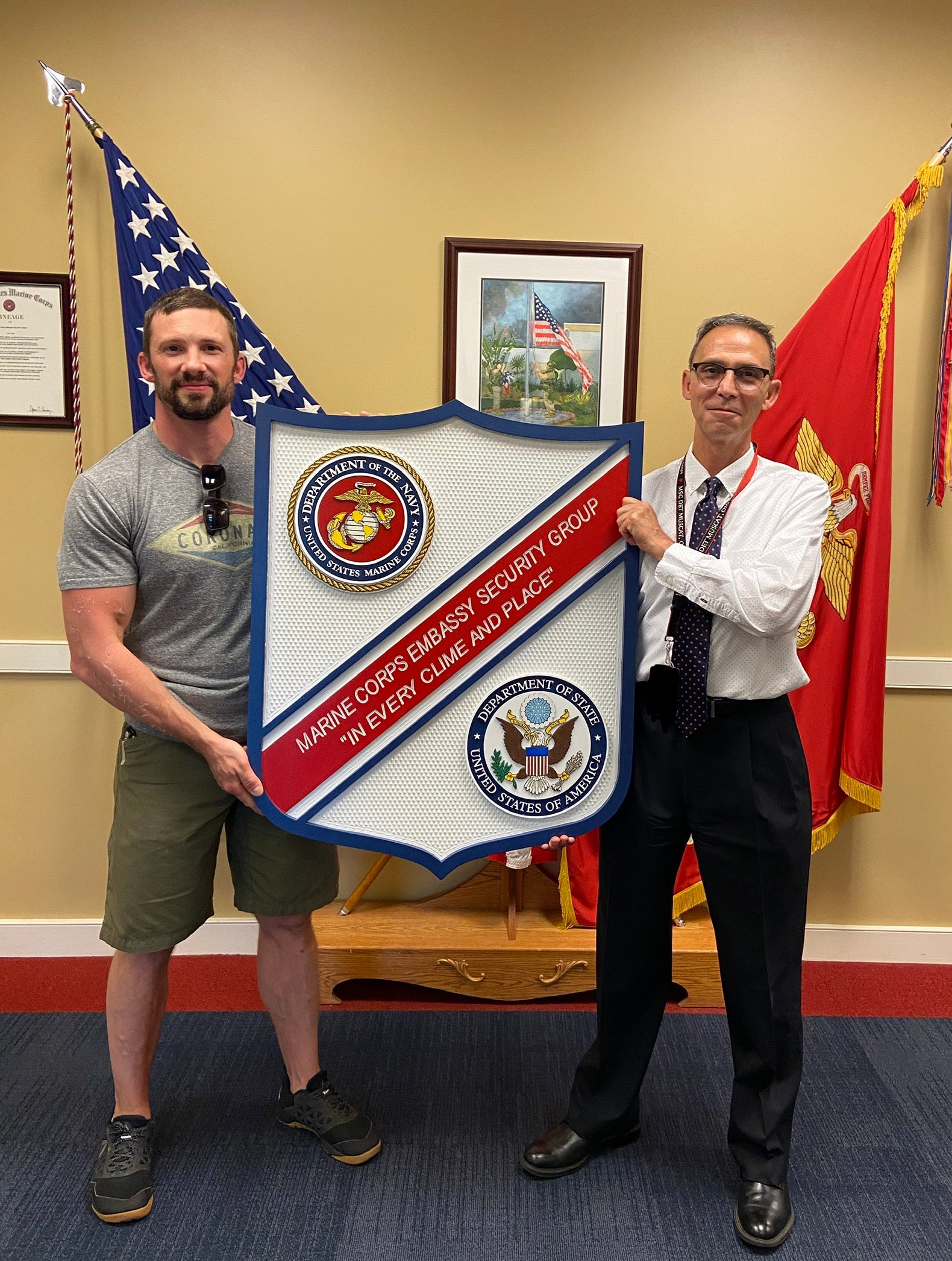 marine corps embassy security group logo gallery 1 —... Marine Corps Embassy Security Group (MSG) sign – Veteran Wood Co.