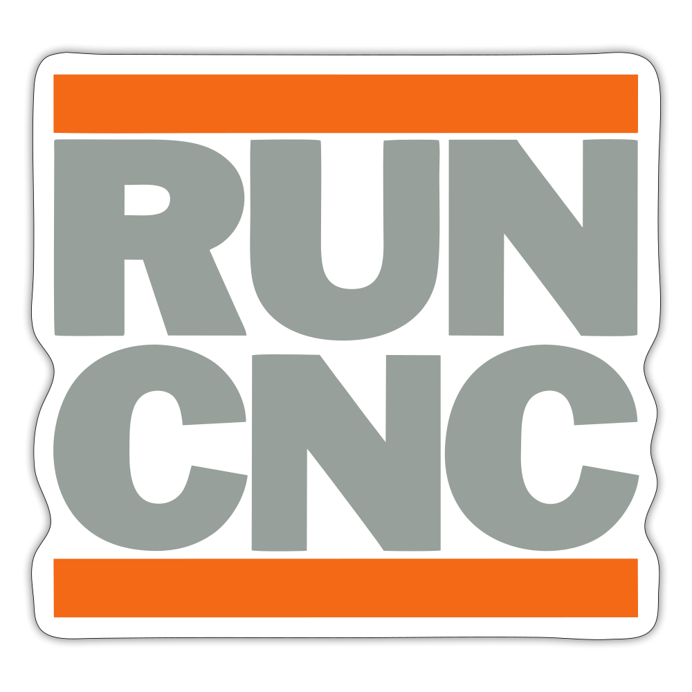 Run CNC Sticker (orange/gray) - white matte